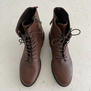 Sam Edelman Garret Waterproof Leather + Manmade Lace Up Combat Boots Brown 9 US